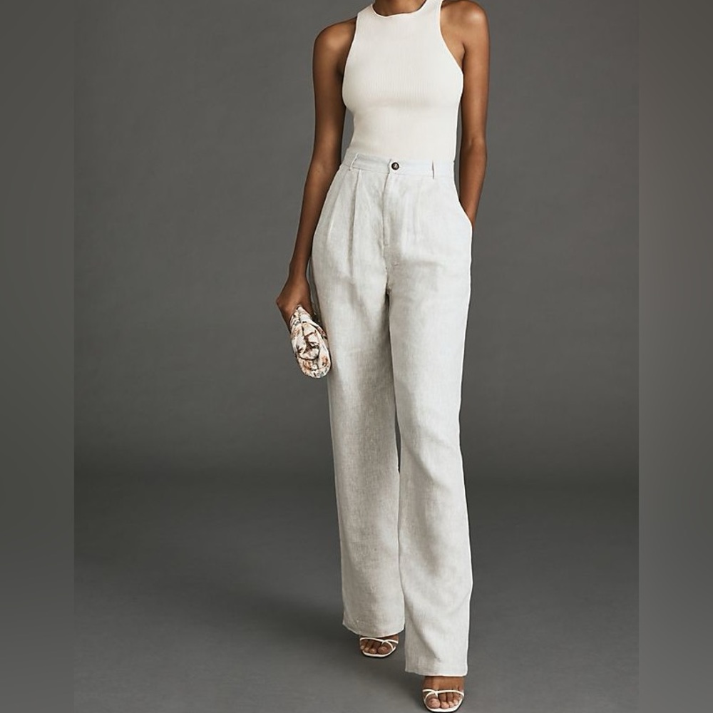 Reformation Mason Wide Leg Pants OATMEAL, Size 4